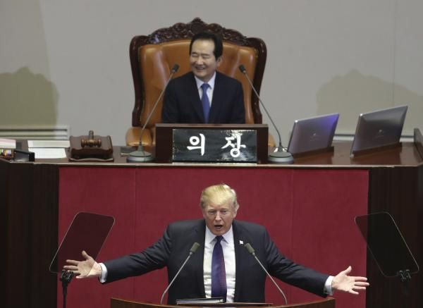 特朗普在韩发表演讲：美将用军力维持和平，韩国是可信赖同盟