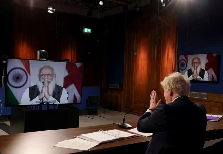 英国首相约翰逊与印度总理莫迪举行视频会议