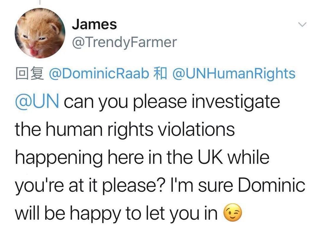 英国外交大臣多米尼克·拉布抨击中方制裁 被英国网友打脸