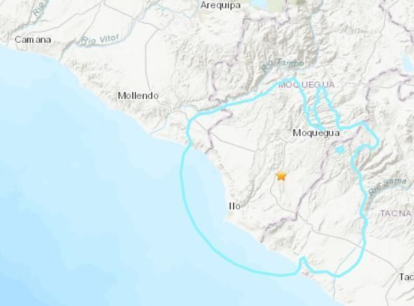 秘鲁南部发生5.4级地震 震源深度81.6千米