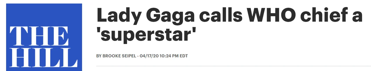 Lady Gaga公开力挺世卫总干事谭德塞:“你真的是一个超级明星”
