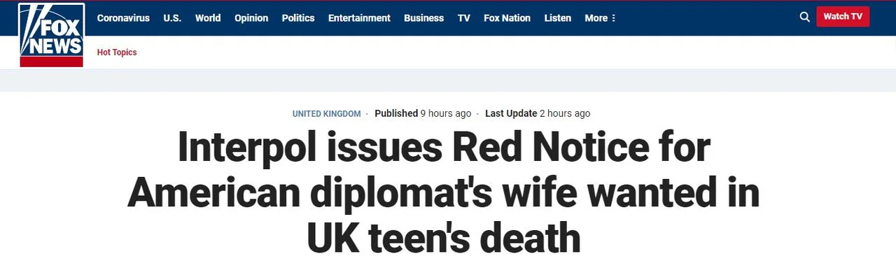 美情报官妻子在英撞人致死后返美,国际刑警下红色通缉令
