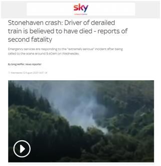 苏格兰客运列车脱轨已致1死多伤，英媒：火车司机已死亡