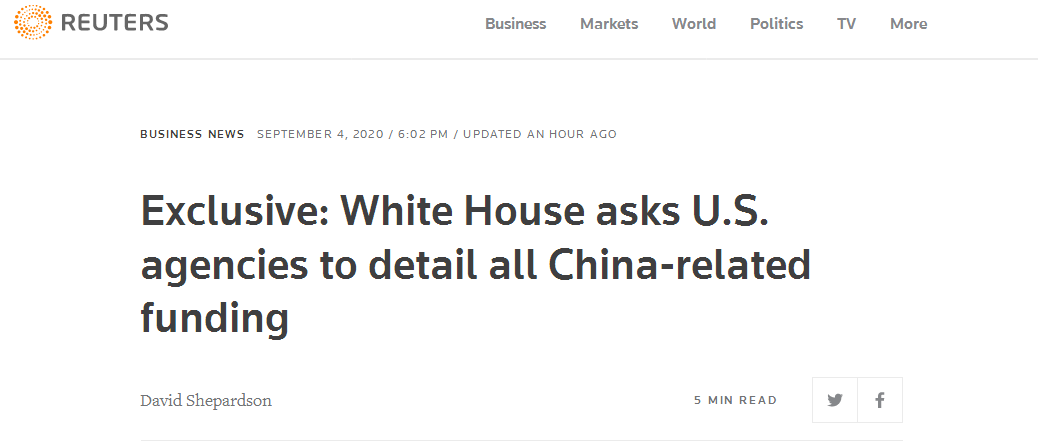 新动作！外媒曝白宫要求政府机构捋清楚与中国相关支出信息，以便下一步决策