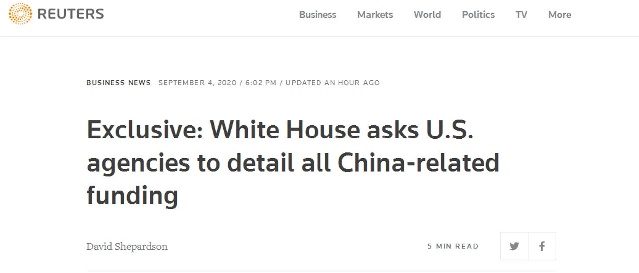 新动作!外媒曝白宫要求政府机构捋清楚与中国相关支出信息,以便下一步决策