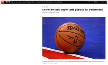 快讯！NBA第三人感染：底特律活塞队球员新冠病毒检测呈阳性