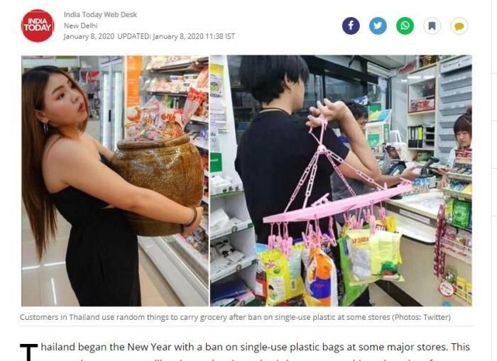 脑洞大开！禁用塑料袋后，泰国人这样购物……(图)