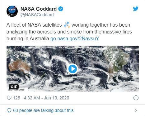 NASA：澳林火产生的烟雾将“环绕地球一圈”(图)