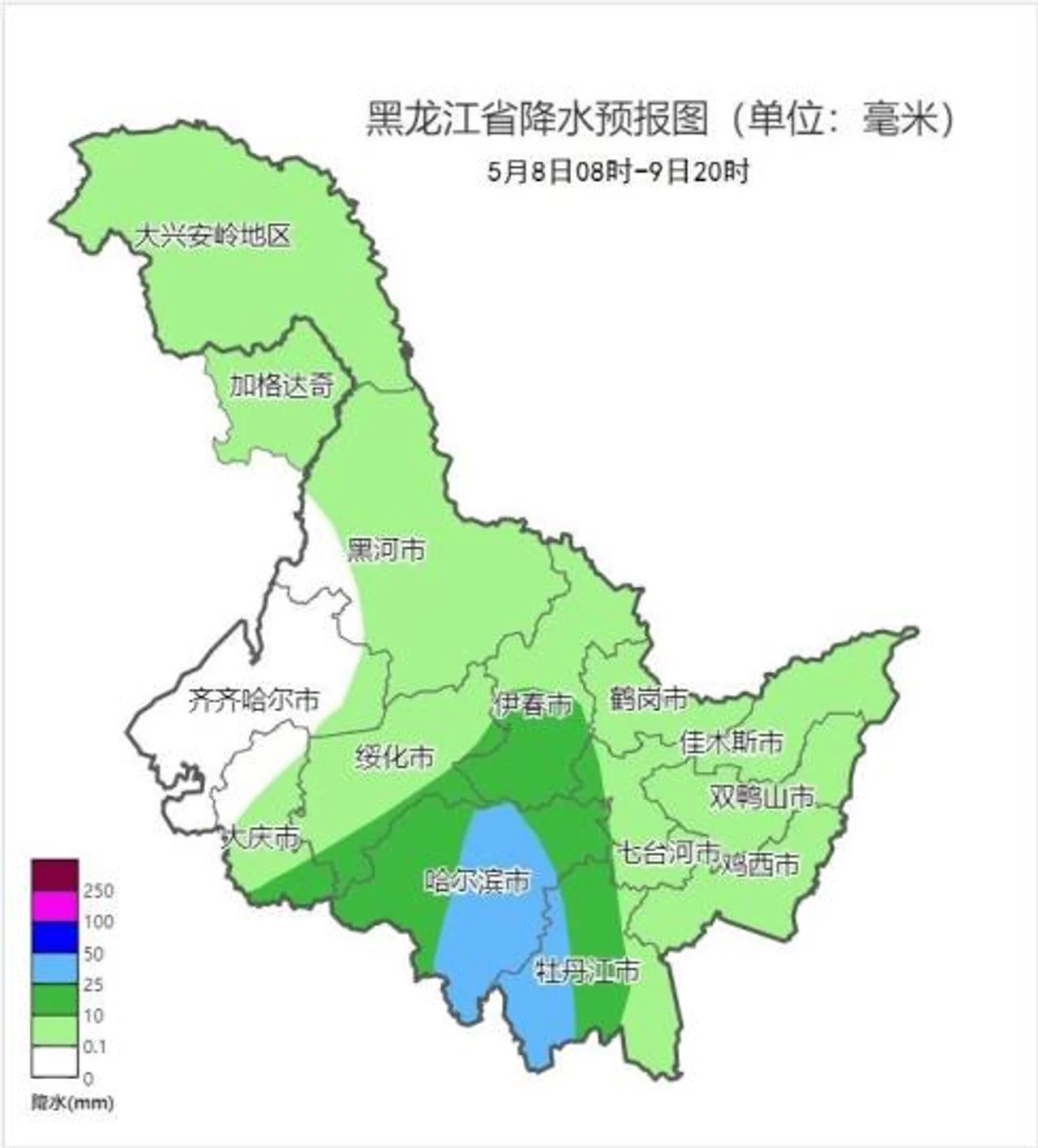 黑龙江未来一周有3次降雨还有8级阵风
