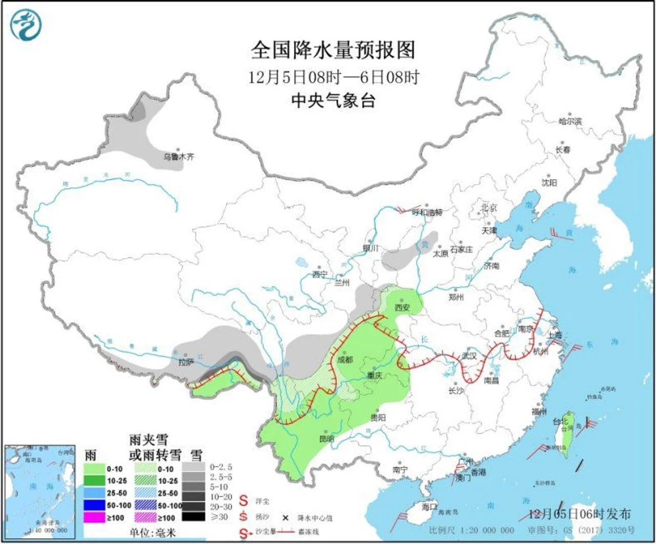西南地区和长江中下游多阴雨 华北中南部等地有霾