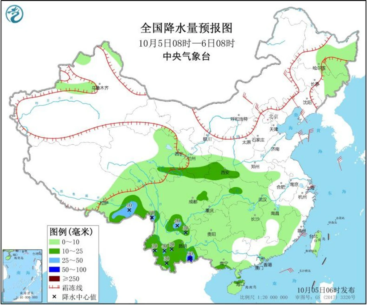 冷空气继续影响华南等地 华西及南方大部持续阴雨