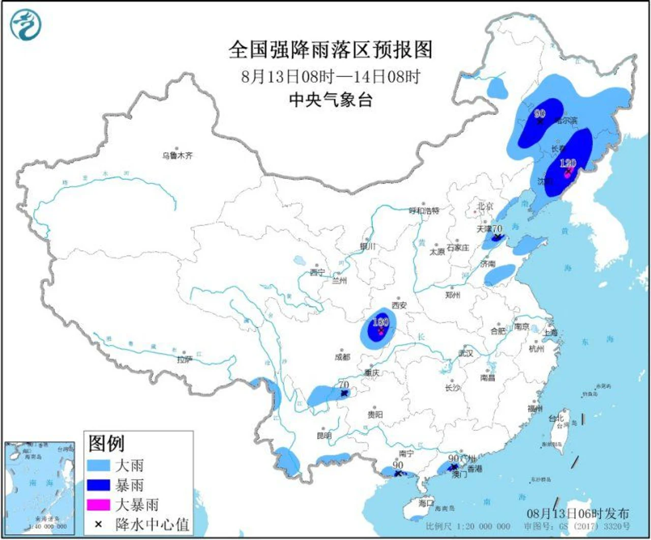 东北等地有大到暴雨 四川盆地东北部仍有强降水