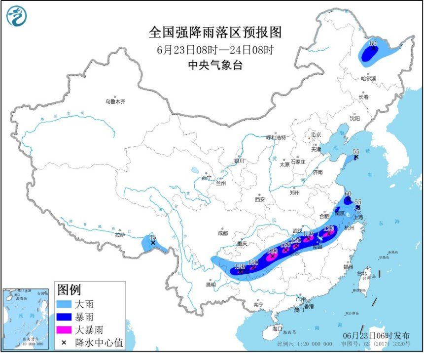 暴雨黄色预警：10省区市有大到暴雨 湘赣皖黔局地大暴雨