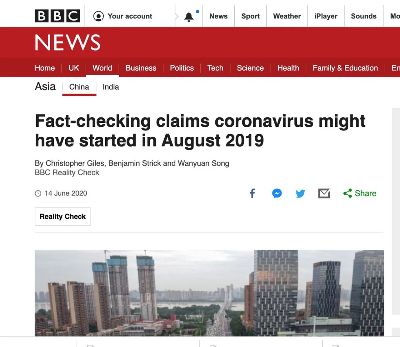 BBC:哈佛大学“疫情8月在武汉传播”的研究结论有问题