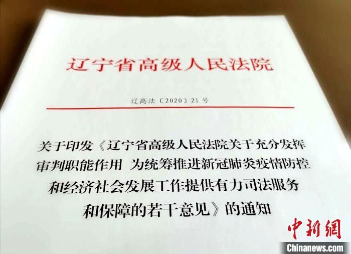 辽宁高院出台意见 明确处理好“三个关系”保复工复产