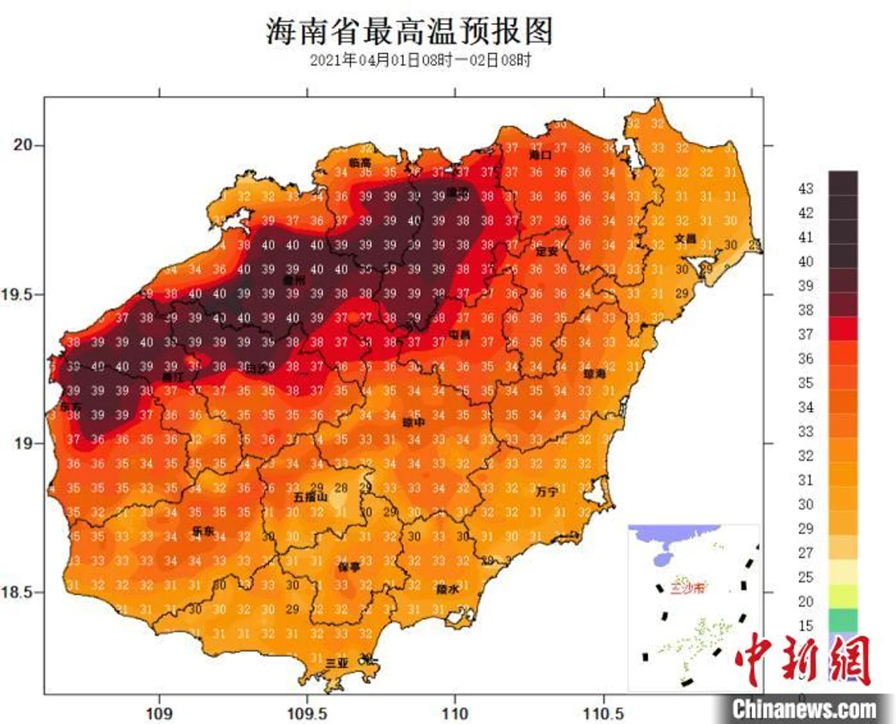 海南岛连日“火烧天” 清明假期气温回落