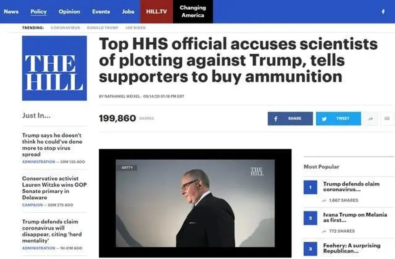 美卫生部发言人语出惊人:CDC科学家密谋造反,民众快买枪!